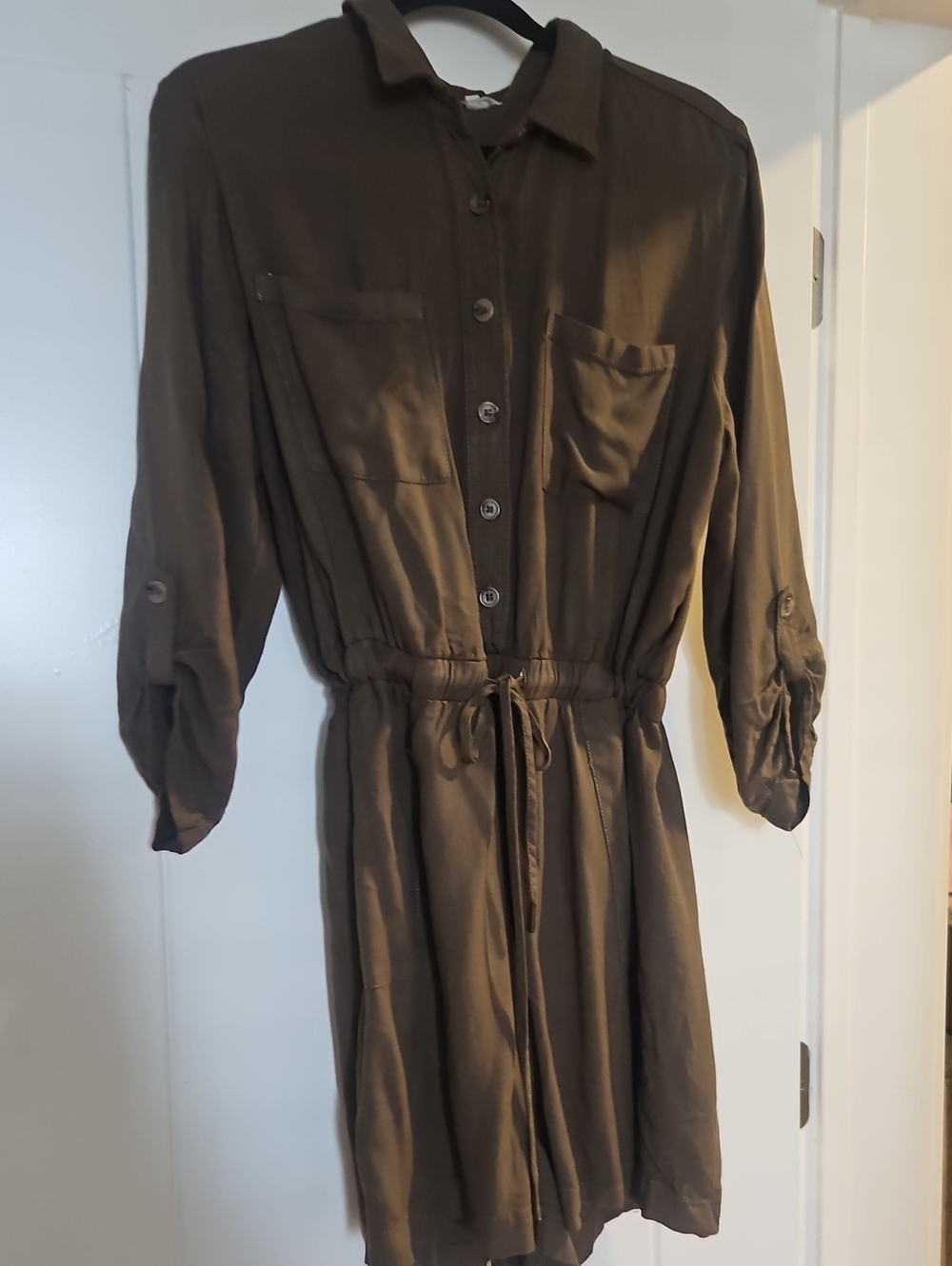 Maurices Olive Utility Shirt Romper